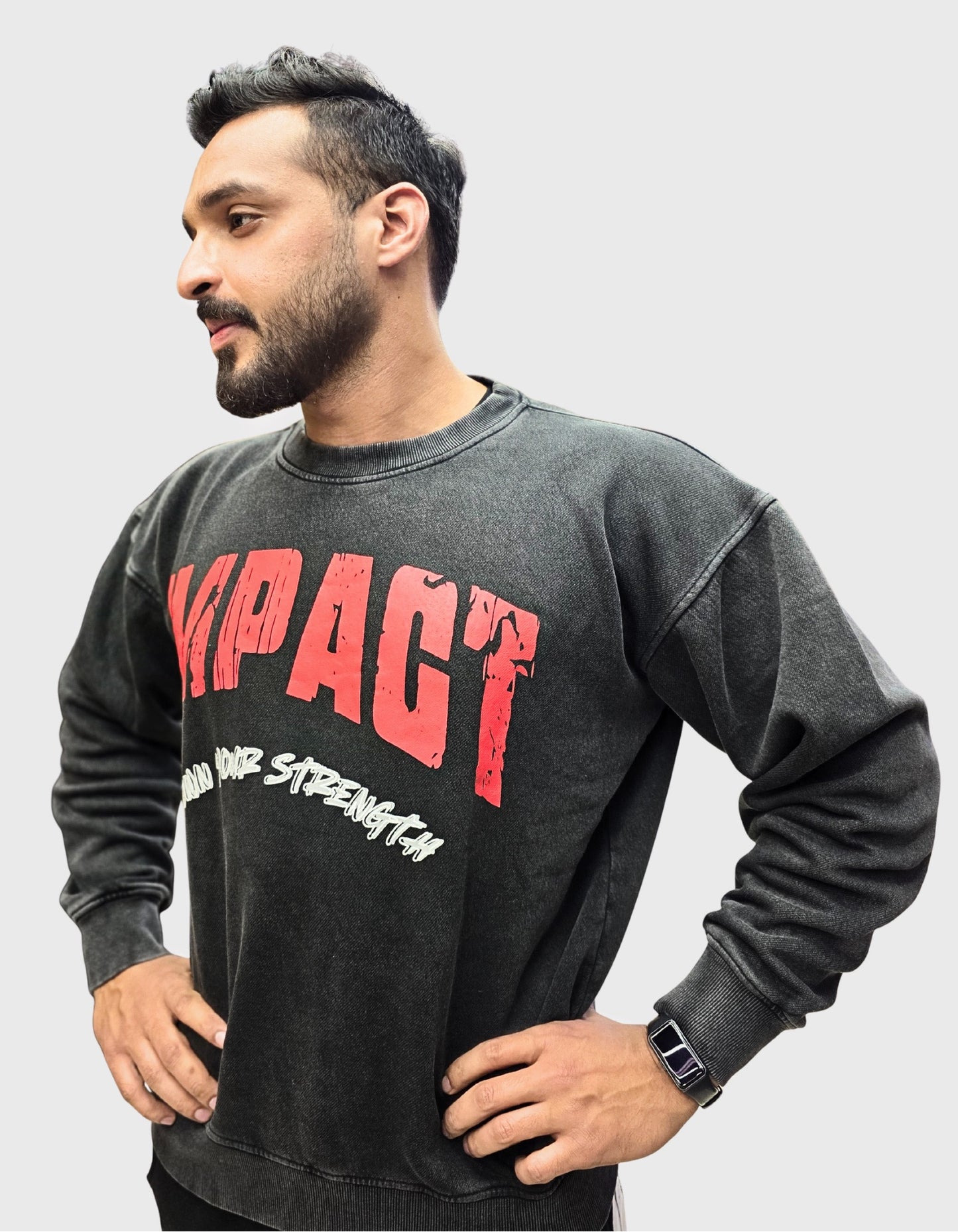 The Impact Sweatshirt – Black Acid Wash
